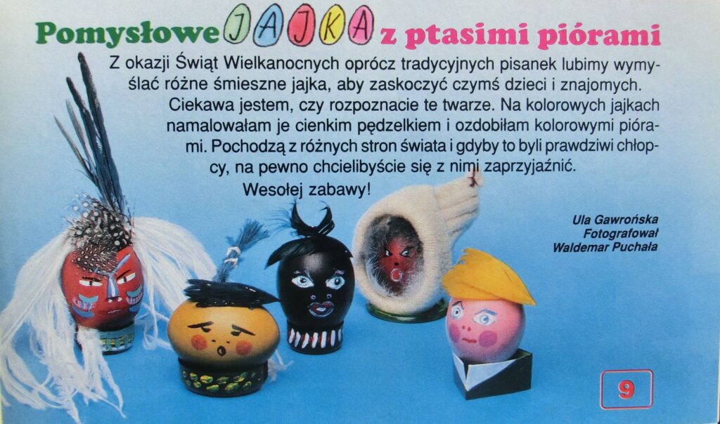 jajka z ptasimi piórami